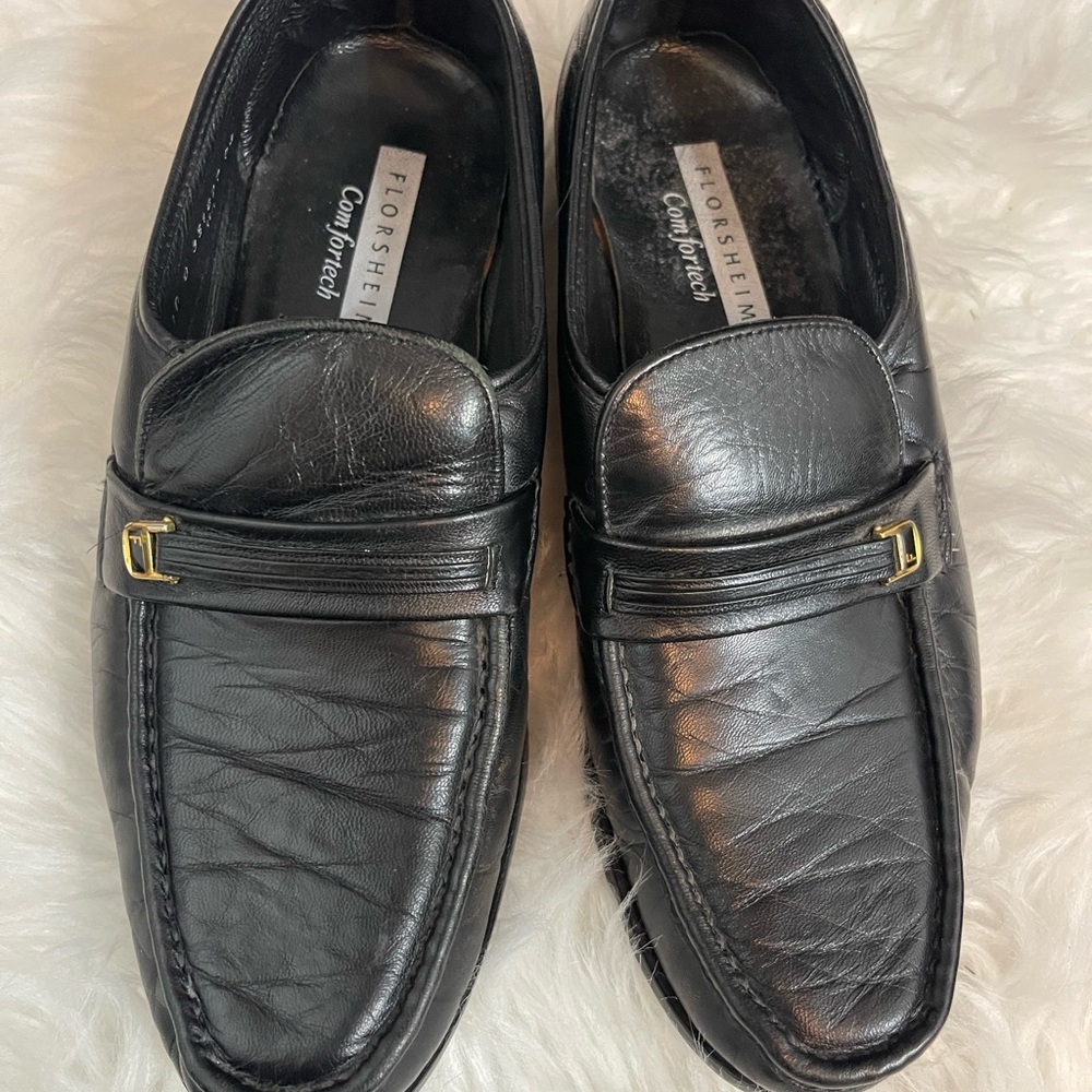 Florsheim Black Leather Slip-On Loafers